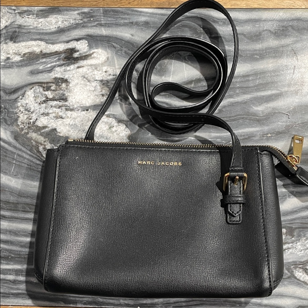 Marc Jacobs Black Crossbody Bag with Gold Accents